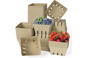 LOUHUA 30 Pcs Natural Pulp Fiber Berry Basket, Small Molded Produce Basket for Strawberry, Blueberry, Raspberry, Vegetable Display, Berry Container for Farmers Market, Grocery Store, Fruit Picking