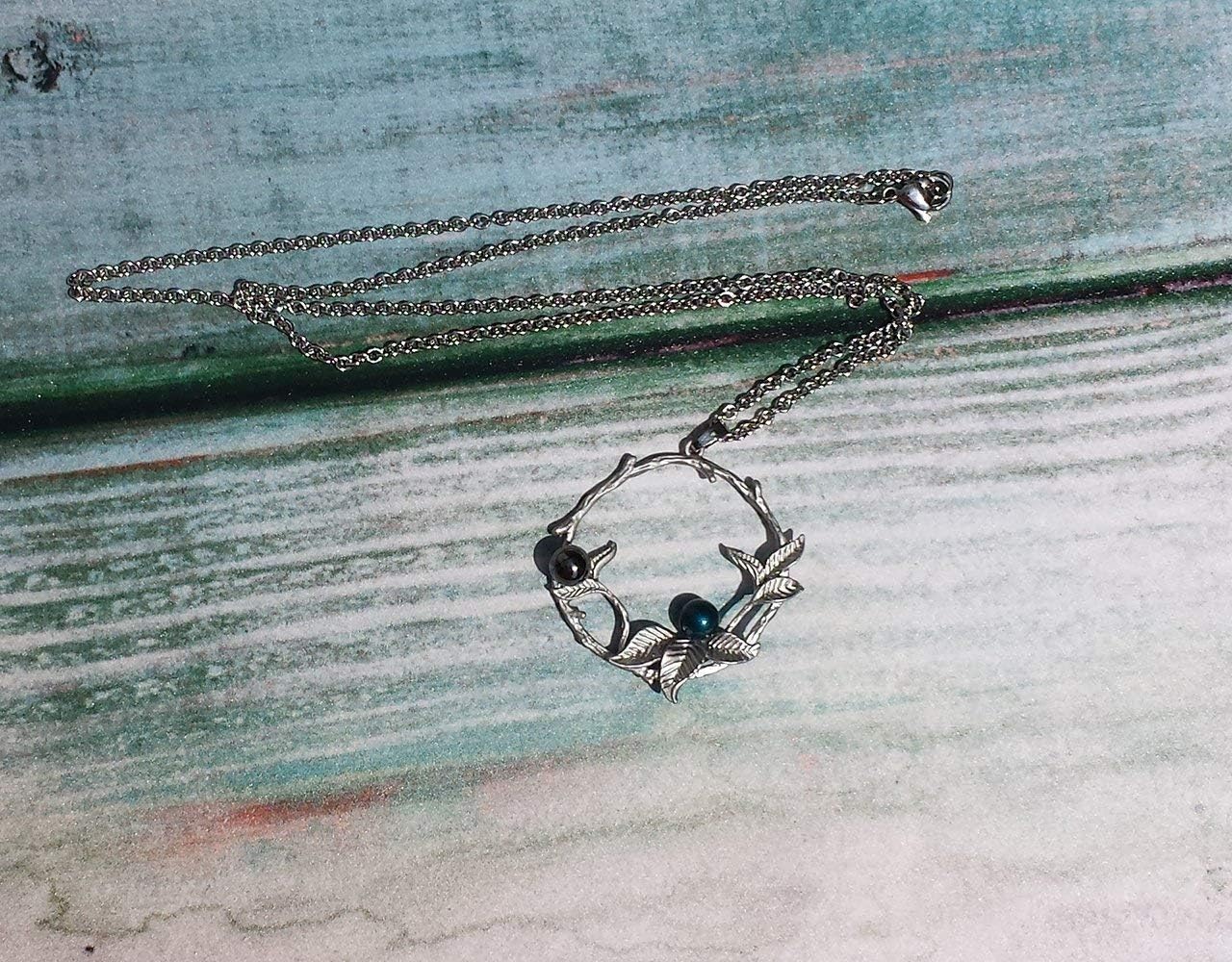 Silver tone pendant, Hematite and crystal Pearl
