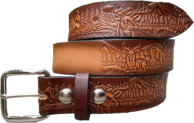 mens leather belt with gold name plate