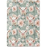 coedoaes Cute Pig Fleece Blanket - 50x60in Adorable Piglet and Floral Throw Blankets,Soft Cozy Lightweight, Ideal for Living Room Home Farmhouse Decor and Kids Women Girls Gifts