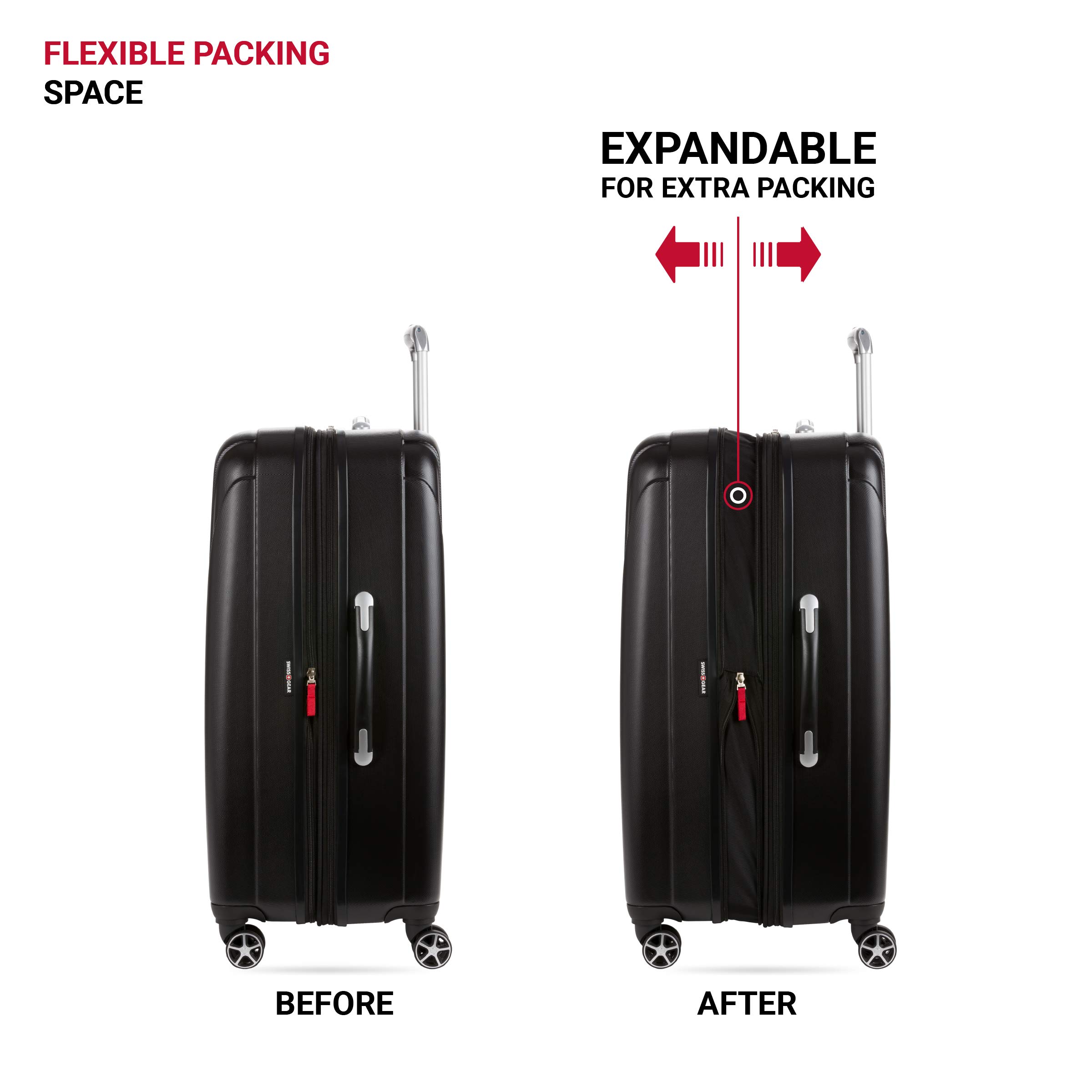 SwissGear 7585 Hardside Expandable Luggage with Spinner Wheels, Black, Checked-Medium 23-Inch