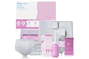 Frida Mom C-Section Recovery Must Have Kit for Labor, Delivery, & Postpartum, Socks, Peri Bottle, Disposable Underwear, Abdominal Support Binder, Shower Wipes, Silicone Scar Patches, & Toiletry Bag