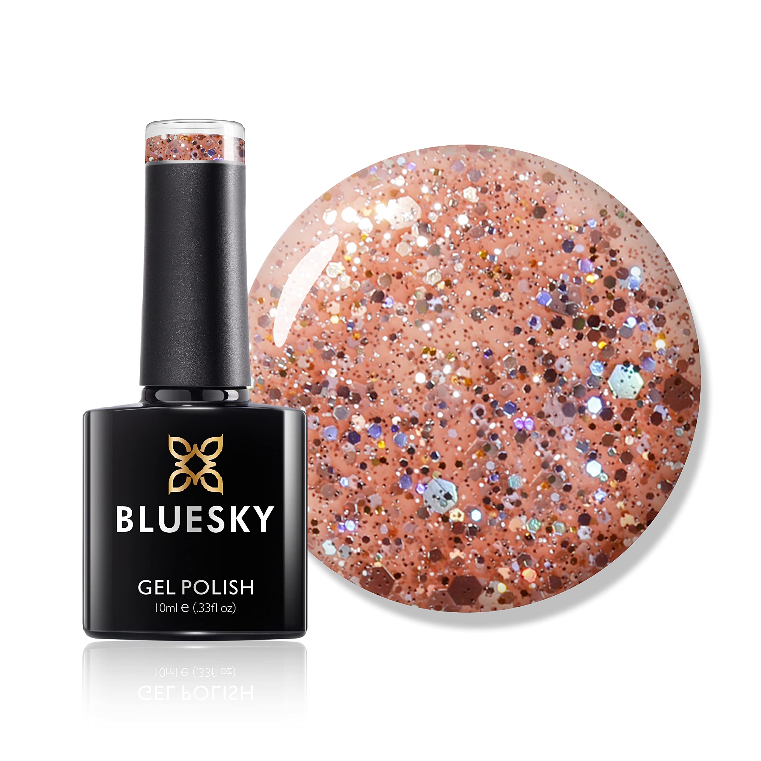 Bluesky Gel Nail Polish, Pinch Of Peach Blz43, Chunky Glitter, Light, Peach, Pink, Long Lasting, Chip Resistant, 10 ml (Requires Drying Under UV LED Lamp) — image 1