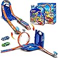 Race Track Toy Car Set with 2 Race Cars,2 in 1 Magic Tracks Style with Storage Box,Changeable Tracks Toys Birthday Gifts for Kids 3 4 5 6 7 8+Year Old Boys Girls (Blue)
