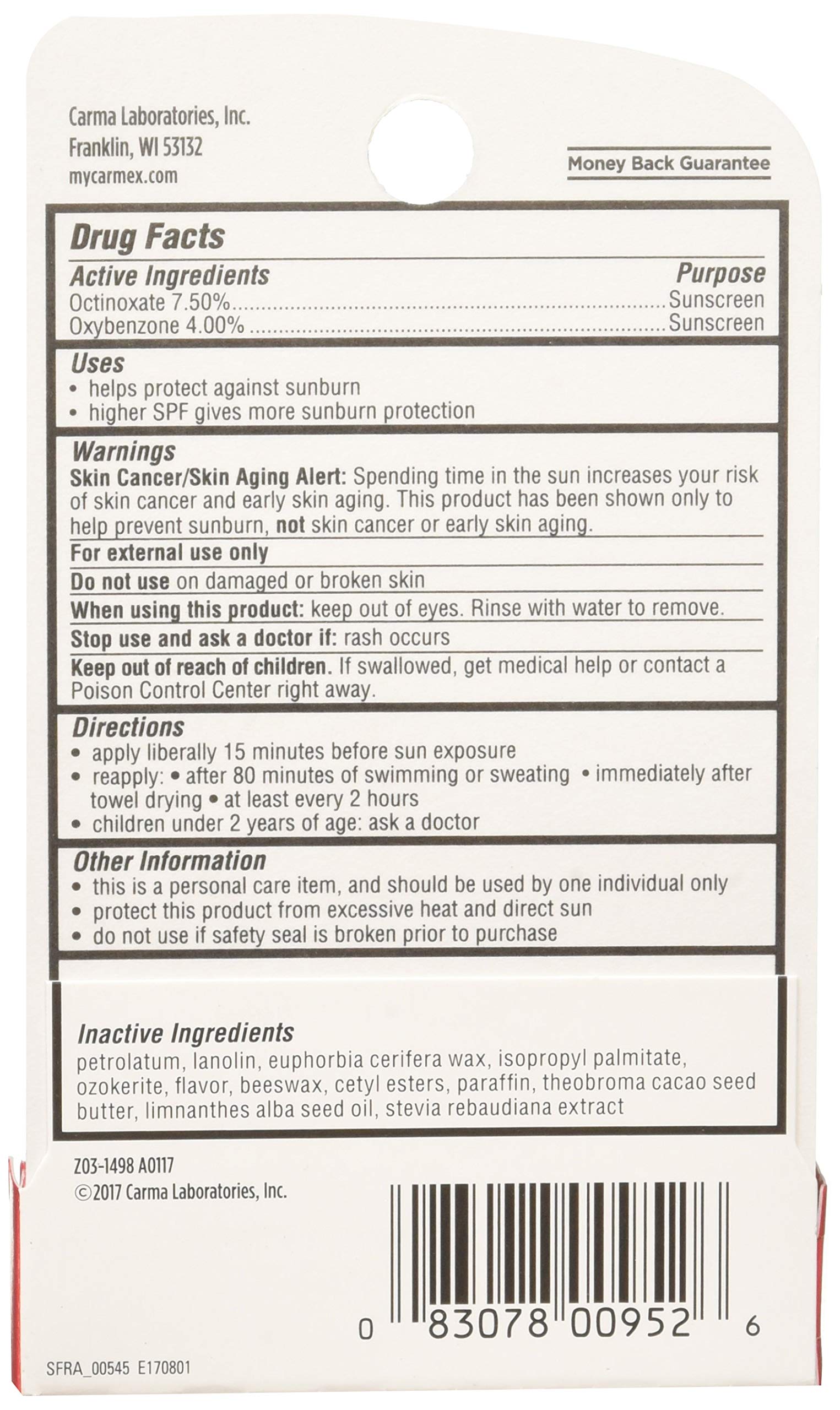 Carmex Lip Balm Stick, Strawberry, 3 Count