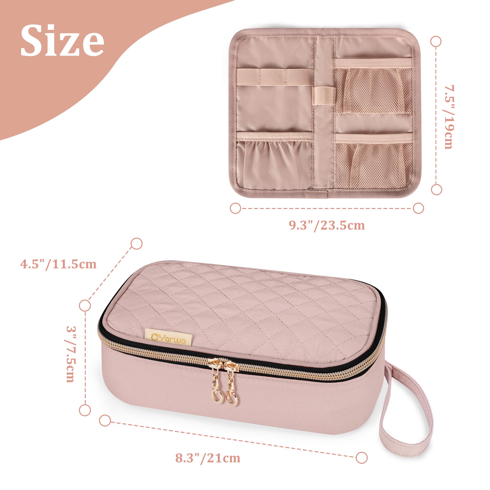 YARWO Diabetic Travel Case for Blood Glucose Monitor, Test Strips, Insulin Syringes, Diabetes Supplies Storage Bag with 2 Detachable and 1 Folding Pouches for Diabetic Care Kits, Dusty Rose (Bag Only)