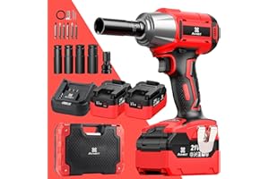 Avhrit Cordless Impact Wrench 1/2 Inch, 480Ft-lbs(650Nm) Brushless 1/2 Impact Gun w/ 2x 4.0 Batteries, Fast Charger, 4 Sockets, 6 Screws, Electric Impact Wrench for Home Car Tires