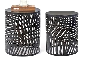 Joveco Metal Accent Tables Set of 2, Nesting Coffee Table Modern Round End Table Set, Decorative Side Tables Nightstands for Living Room Bedroom Balcony (Black, Brushed Bronze)