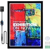 Spolehli Led Poster Frame with Adjustable Brightness, Wall Mounted 16"x24" Magnetic Led Lightbox Display Horizontally and Vertically, Backlit Frame for Acrylic Wall Art, Black (16 x 24 in)