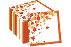OXYLIPO 40Pcs Thanksgiving Maple Leaves Napkins Autumn Fall Guest Disposable Paper Dinner Party Napkins for Thanksgiving Holiday Decor Bathroom Kitchen Dining Parties Weddings Supplies