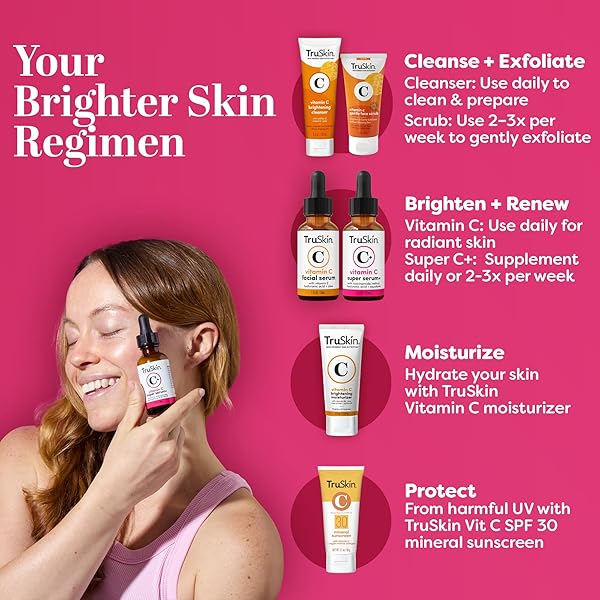 TRUSKIN VITAMIN C SUPER SERUM – NIACINAMIDE, RETINOL, HYALURONIC & SALICYLIC ACID – ALL-IN-ONE ANTI AGING SERUM FOR FACE – IMPROVE APPEARANCE OF DARK SPOTS, FIRMNESS FOR BRIGHTER LOOKING SKIN, 1 FL OZ