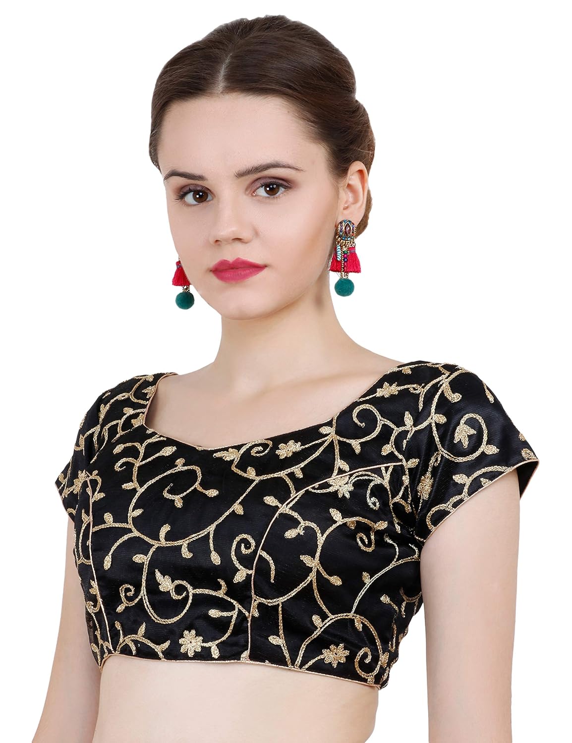 nd&r embroidered net zari blouse single piece