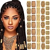 VENOFEN 50PCS Wood Beads for Hair Imitation Wooden Loc Bead Dreadlock Jewelry Mixed Style Braid Accessories for Women and Girls (Style-1)