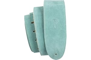 P PERRI'S LEATHERS LTD. Perri's Leathers, Suede Guitar Strap, Sheepskin Pad, Teal, Anti-Slip, Classic, Suitable for Each Level, Standard Size, 41" to 56" Inches Compatible with All Button Lock Systems