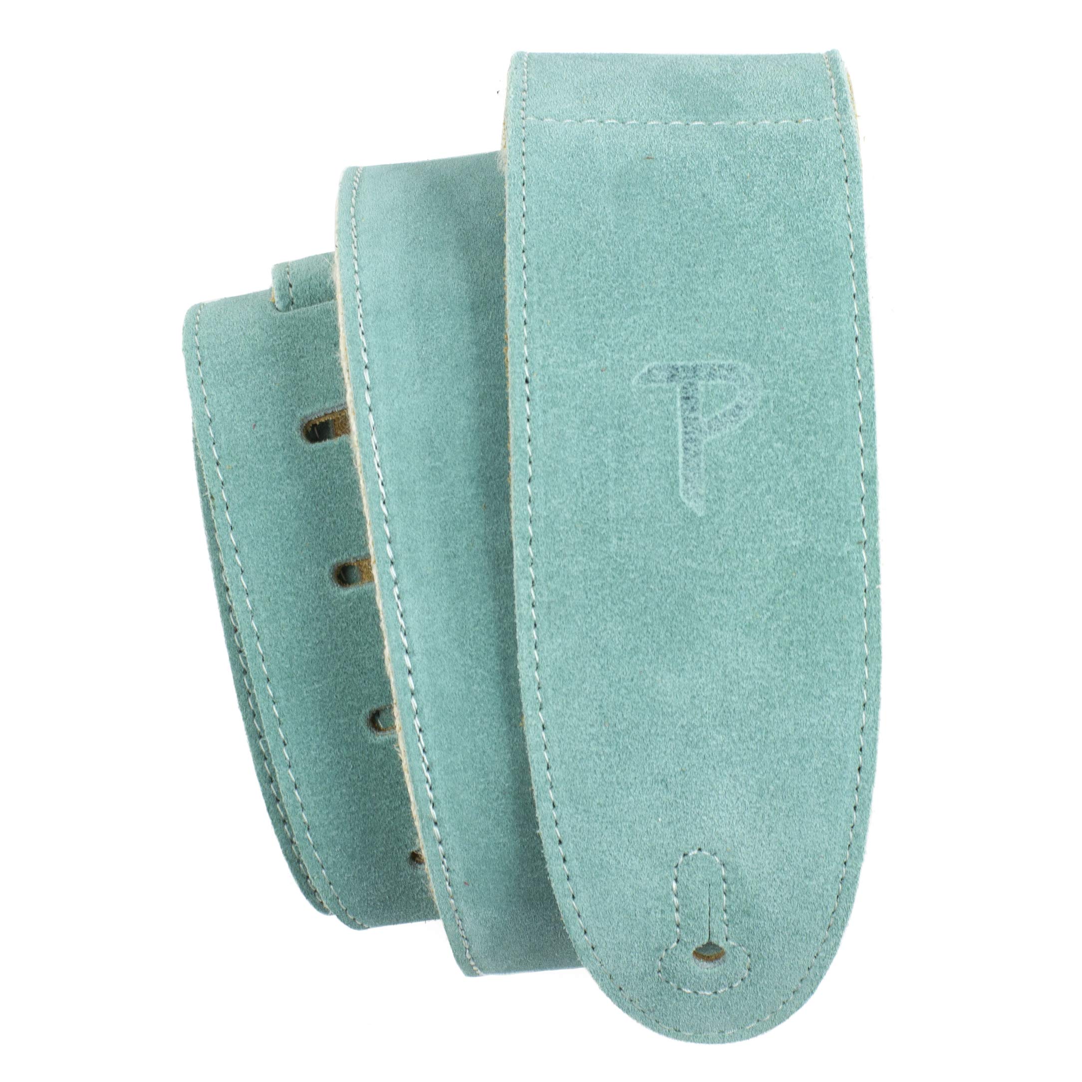 Perri’s Leathers Ltd. - Guitar Strap - Suede - Sheepskin Pad - Teal - Adjustable - For Acoustic/Bass/Electric Guitars - Made in Canada (DL325S-209)