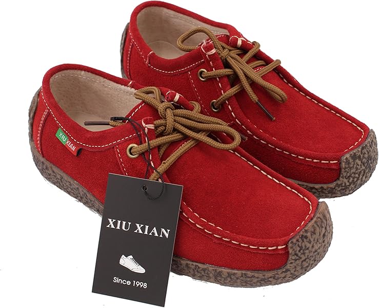 XIUXIAN Xiu Xian Women Snail Casual Laceup Genuine Leather Flat