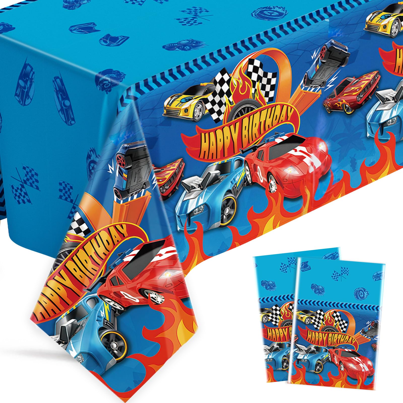 Ainvliya 2Pcs Party Tablecloths 108x180cm, Happy Birthday Party Disposable Tablecloth Dining Table Cover Decorations Rectangle Plastic Table Cloth for Girls Boys Baby Shower Wedding Picnics Supplies