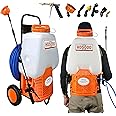 PetraTools Powered Backpack Sprayer with Custom Fitted Cart and 100 Foot Commercial Hose, 2 Hoses Included, Commercial Quality Heavy Duty Sprayer (6.5 Gallon Cart Sprayer)