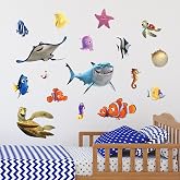 Disney Finding Nemo Wall Decals - Set of 17 Vinyl Stickers for Nursery Bedroom Bathroom - Peel and Stick Room Decorations