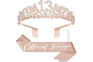 Semato 13th Birthday Decorations for Girls - 13th Birthday Crown and Glitter 13th Birthday Sash Kit for Girls 13th Birthday Gifts Happy Birthday Tiara Birthday Party Favors