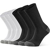 CLOSEMATE Mens Athletic Cushioned Crew Socks 6 Pairs Cotton Breathable for Work Training Sports