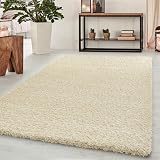 Abaseen Cream Shaggy Rug 120x170 cm Thick Pile Non-Slip Living Room