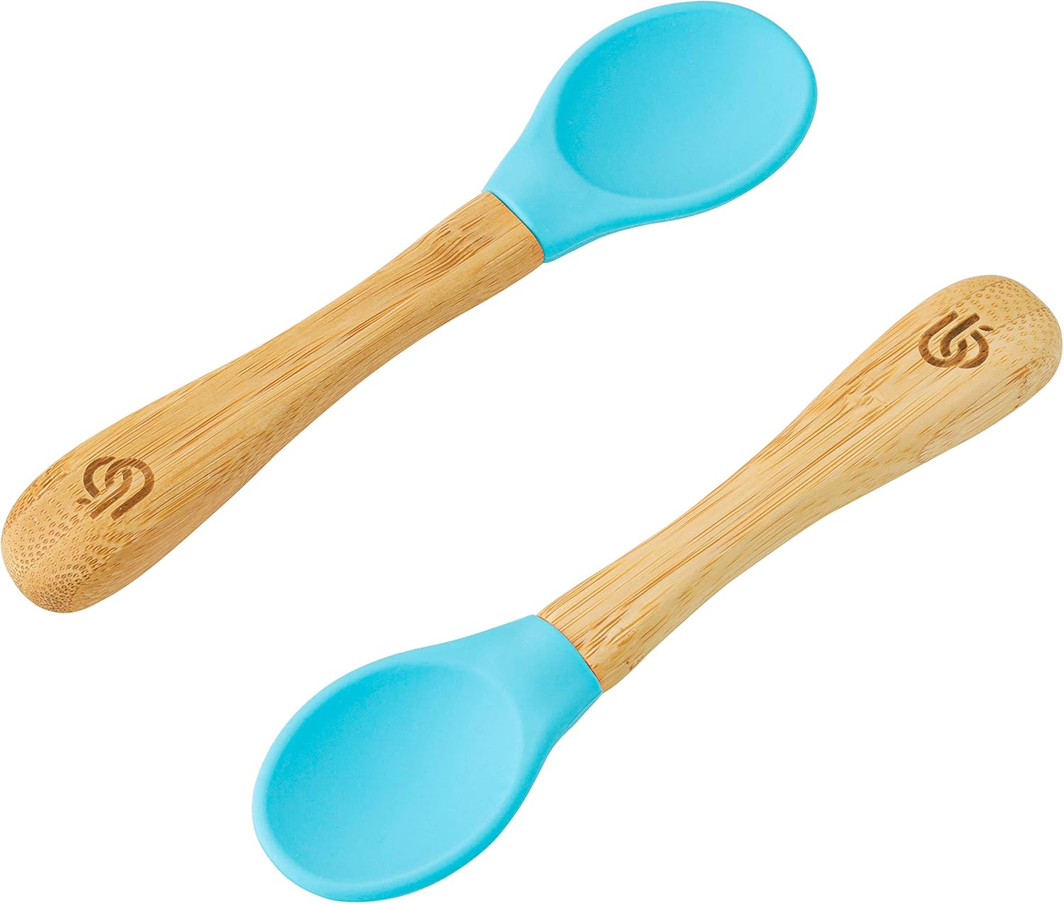 Bamboo Baby Feeding Spoons with Soft Curved Silicone Tips for Toddlers