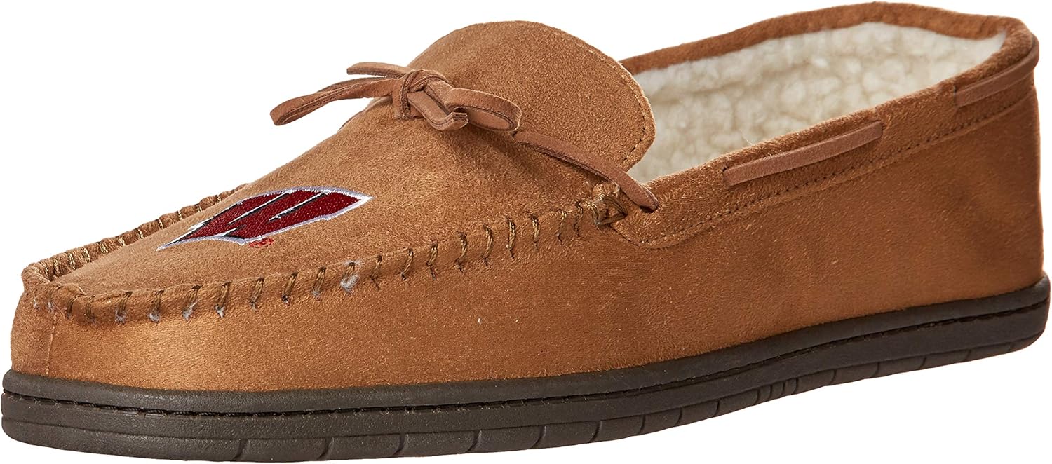 FOCO Mens NCAA College Team Logo Moccasin Slippers : Clothing