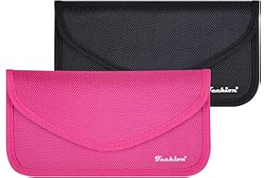 Techion Signal Blocking Bag, 2 Pack RFID Faraday Bag Shield Pouch Cage Box Wallet Case for Cell Phone and Car Key FOB, Privacy Protection, Anti-Hacking - Black & Hot Pink