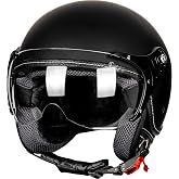 Yesmotor Open Face Motorcycle Helmets 3/4 Retro Moped Helmet DOT | Clear Visor, Vintage, Scooters, E-Bikes, Daily Commuting, Urban Riding, Fits Men &amp; Women