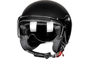 Yesmotor 3/4 Motorcycle Helmets Retro Open Face Vespa Scooters Helmet with Clear Visor for Men and Women- DOT Approved