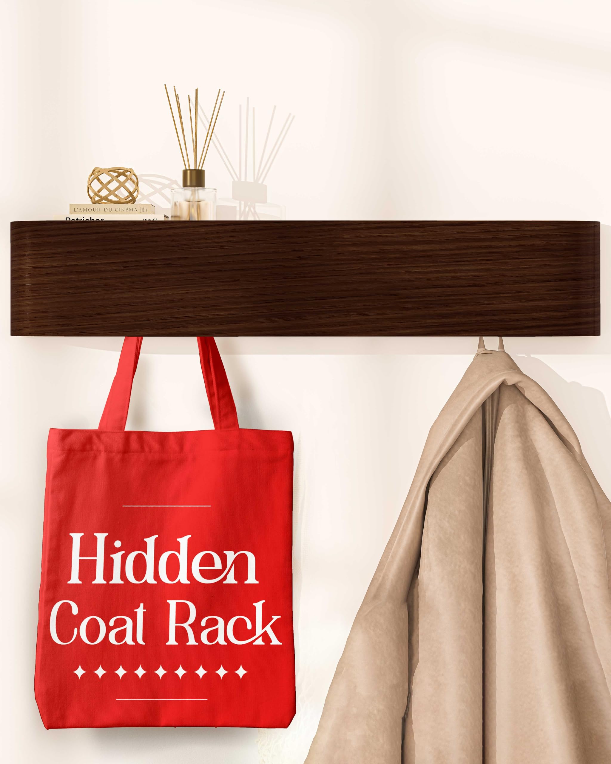 Photo 1 of OLEEK Wall Coat Rack - Wall Shelf with Hooks - entryway Hooks - entryway Shelf - Modern Coat Rack - Wooden Coat Rack Wall Mount for Home Decor - Wooden Mount for Home Decor - Jacket Hanger
