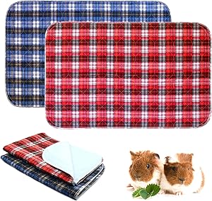2 Pcs Guinea Pig Bedding, 24 x 36 Inch Guinea Pig Cage Liners, Washable Reusable Waterproof Pee Pads for Guinea Pigs, Rabbits and All Small Animals