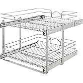 Rev-A-Shelf 2 Tier Kitchen Cabinet Pullout Shelf and Drawer Organizer Slide Out Pantry Storage Basket in Multiple Sizes, 21 x 22 In, 5WB2-2122CR-1