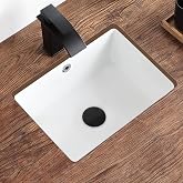 KDKSC Undermount Bathroom Sink 16 Inch White Rectangular with Overflow | Small Porcelain Ceramic Vanity Basin (15.70"x11.69")