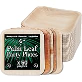 Palm Leaf Plates - Compostable and Grease Resistant 6 Inch Square Plates - Eco Friendly Plate is 100% Natural, Sturdy & Microwave Safe - Disposable & Biodegradable Wood Alternative to Bamboo Plate