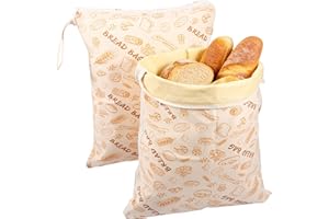 2Pcs Wide Zipper Access Beeswax Bread Bag for Homemade Bread,Reusable Sourdough Bread Bags,13x17" Extra Large Organic Beeswax