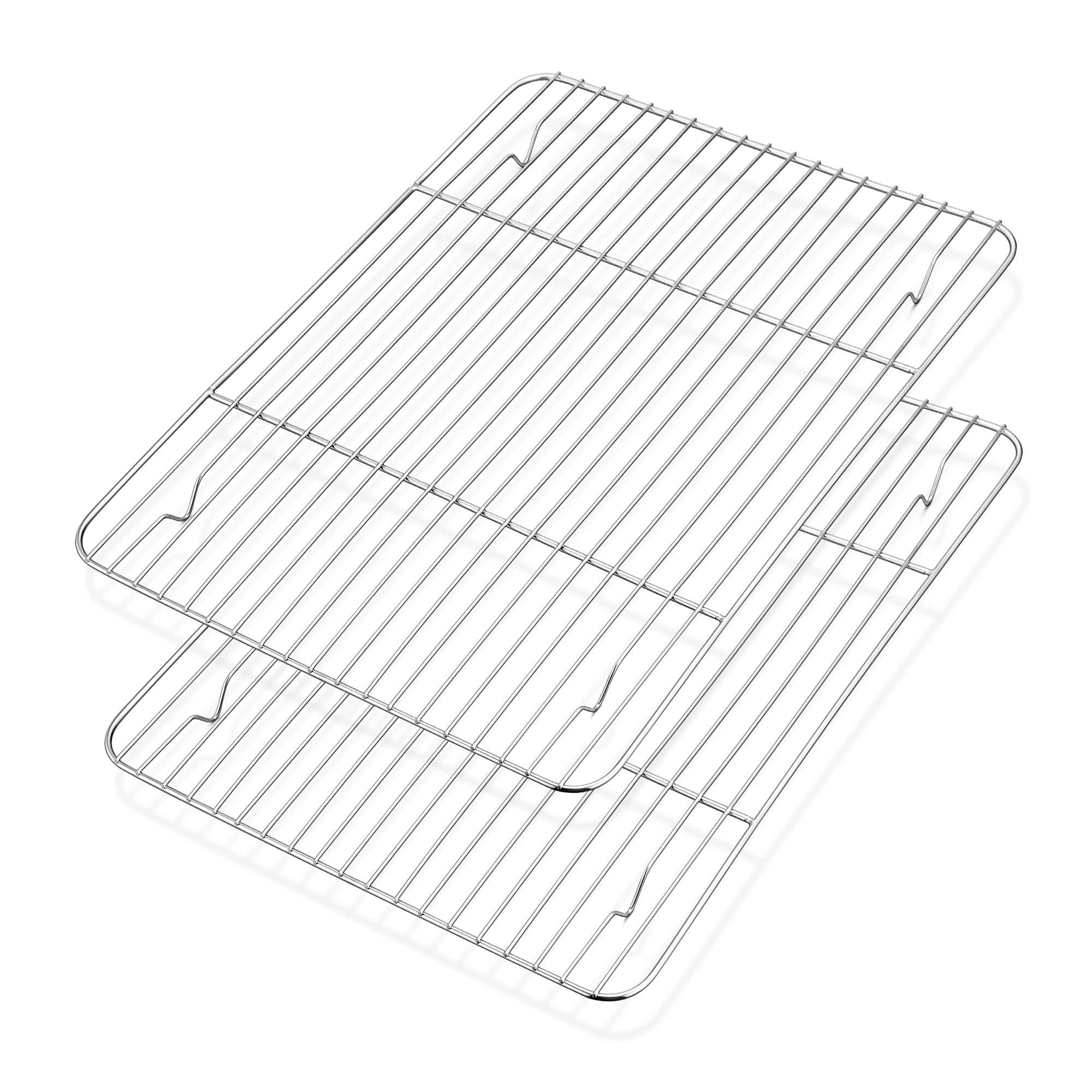 Cooling Rack Set of 2, Herogo Stainless Steel Wire Grill Rack for Baking Roasting Cooling, 38.6 x 28.4 x 1.5cm, Large Rectangle Oven Shelf for Cake Cookie Bread, Oven Safe & Dishwasher Safe