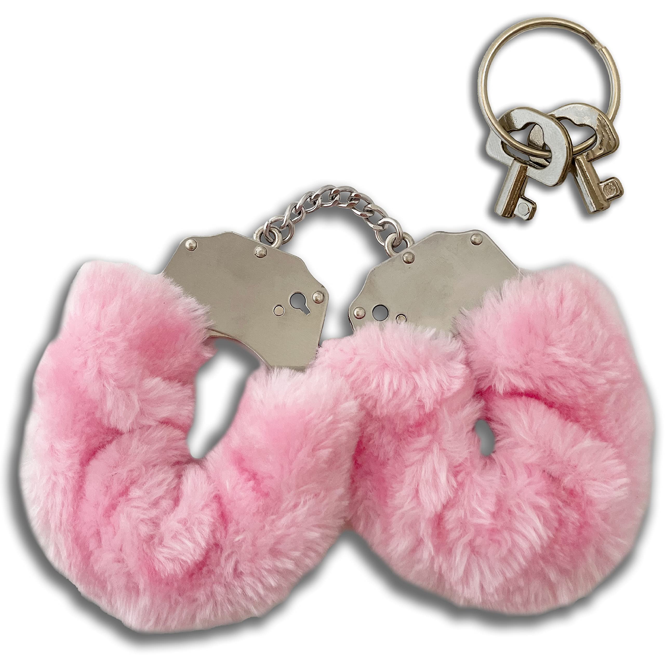 Funbrations Handcuffs Adult Bedroom - Strong Pink Fluffy Handcuffs - UK Based Brand