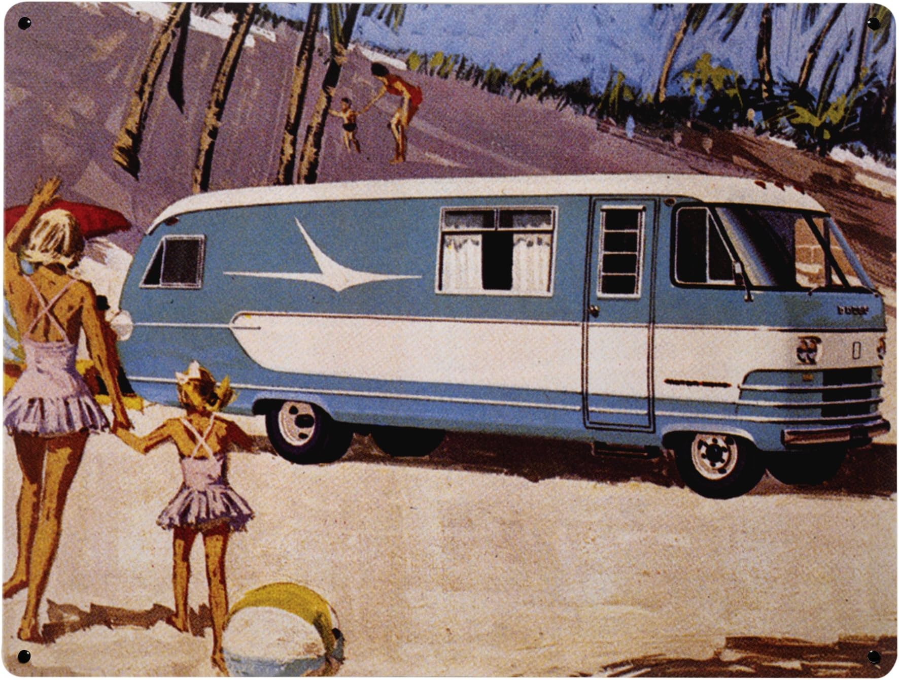 HEMINGWAY DESIGN 100 x 75 cm Campervan Craving Metal Wall Art Panel/Large Magnetic Notice Board