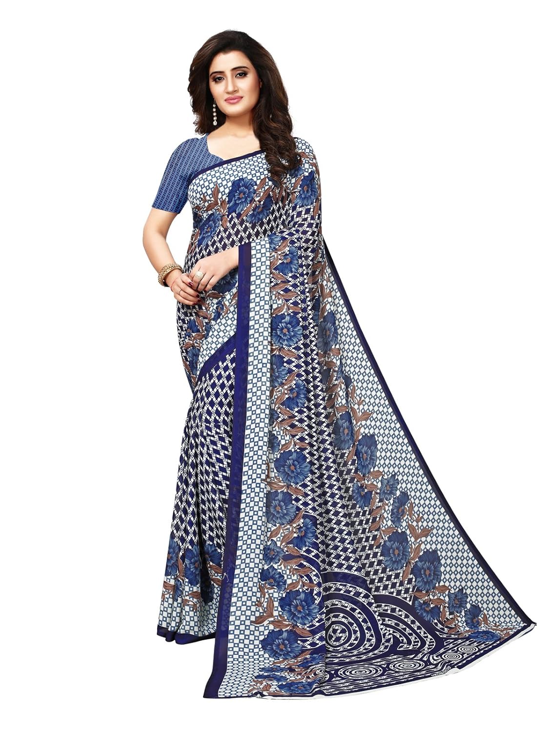 kanchnar women's georgette printed saree