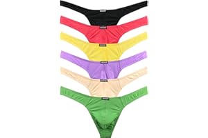 iKingsky Men's Silky Thong Sexy T-Back Mens Underwear Low Rise Stretch Underpanties