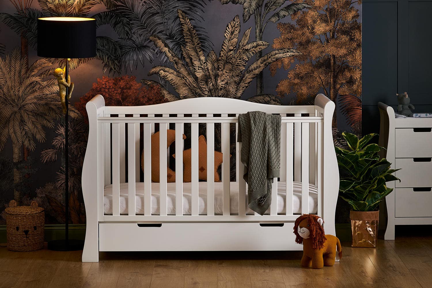 Obaby Stamford Sleigh Luxe Cot Bed - White