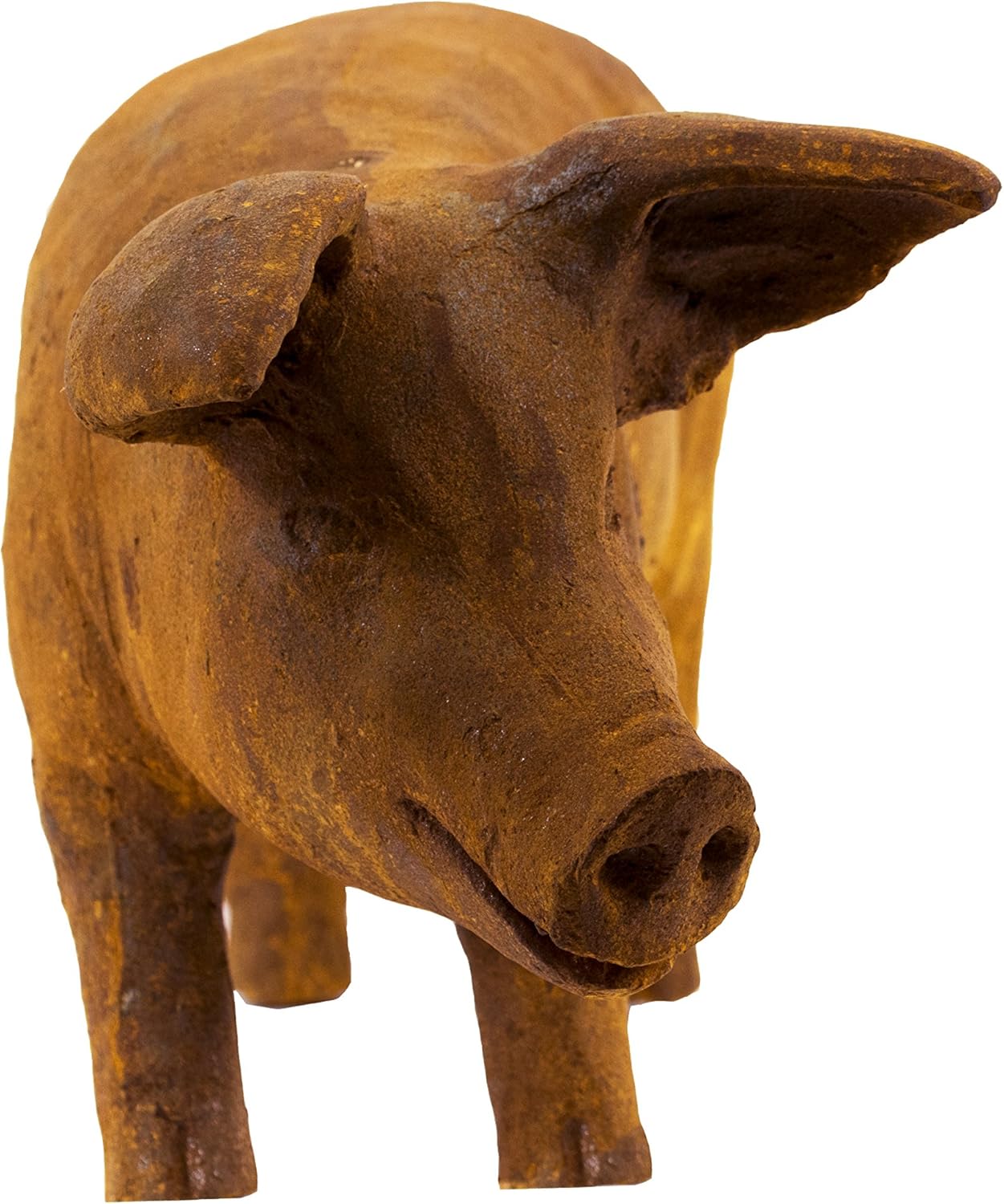 Large Metal Pig Garden Sculpture Rustic Finish Length 600mm (23.6