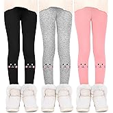 Resinta 3 Pack Girls Winter Fleece Lined Leggings Thick Warm Leggings Footless Velvet Pants Tights for Girls