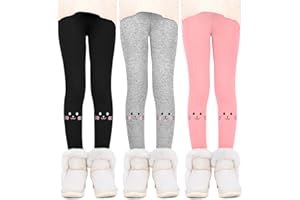 Resinta 3 Pack Girls Winter Fleece Lined Leggings Thick Warm Leggings Footless Velvet Pants Tights for Girls