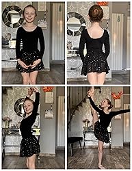 Zaclotre Black Leotard for Girls Long Sleeve