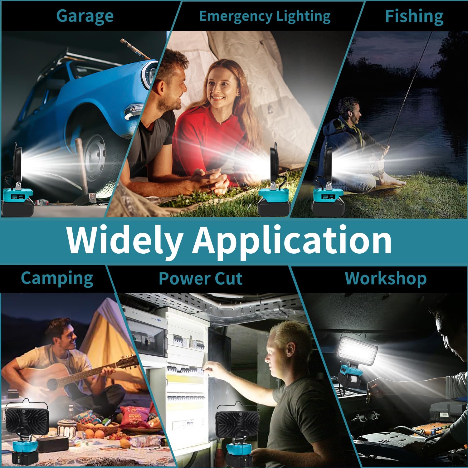 Lampe für Makita 14,4V-18V LXT (Kein Akku), Hell Baustrahler Taschenlampe Light Tragbares LED-Licht für Makita Battery, Arbeitsleuchte Flutlichter Zubehör für Baustellen,Autoreparaturen,Camping 7