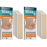 NUVADERMIS Silicone Scar Sheets – Extra Long Medical-Grade Scar Sheets for C-Section, Tummy Tuck, Keloid, and Surgical Scars – Reusable and Effective – 2 Packs of 4-8 Total Sheets