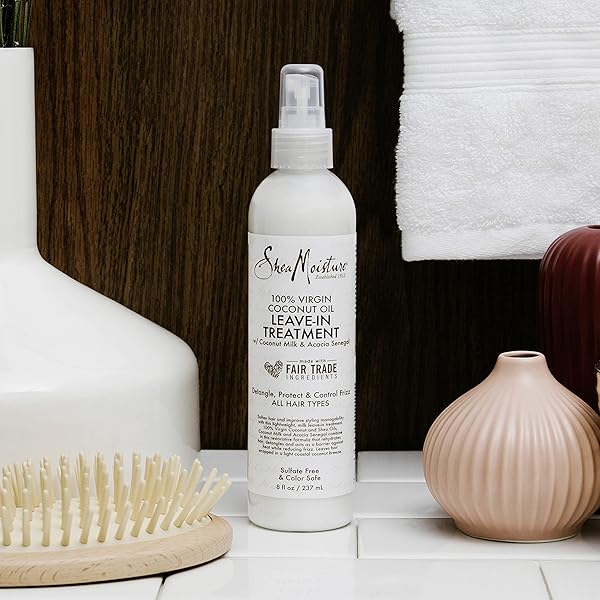 SHEA MOISTURE 100 PERCENT VIRGIN COCONUT OIL LEAVE-IN TREATMENT, 8 OUNCE